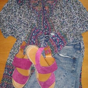 LUCKY BRAND Tie neck Boho Blouse XL